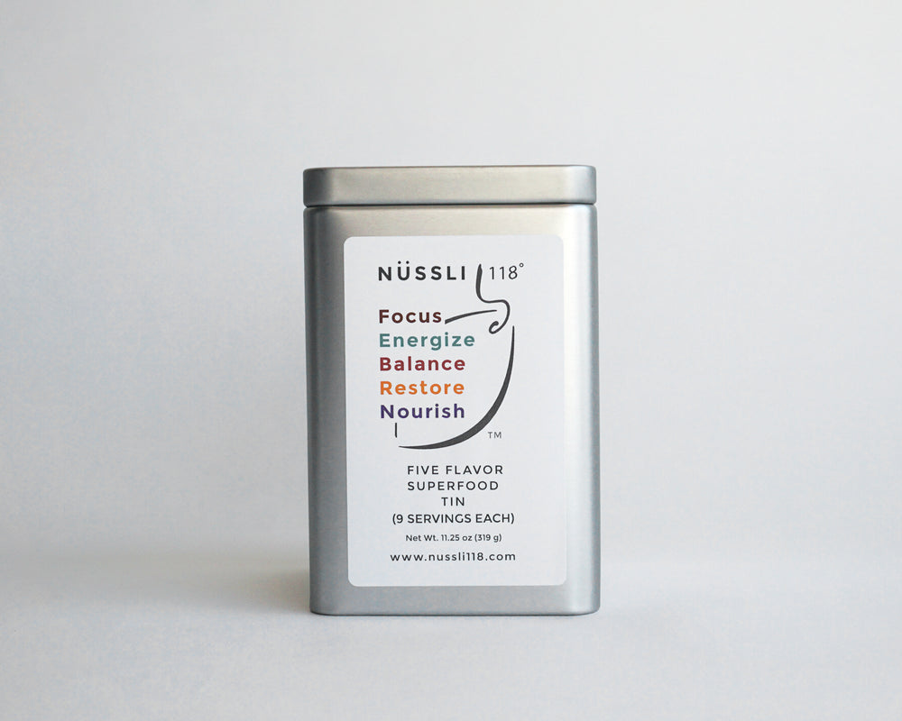 Photo of packaged organic superfood variety tin.