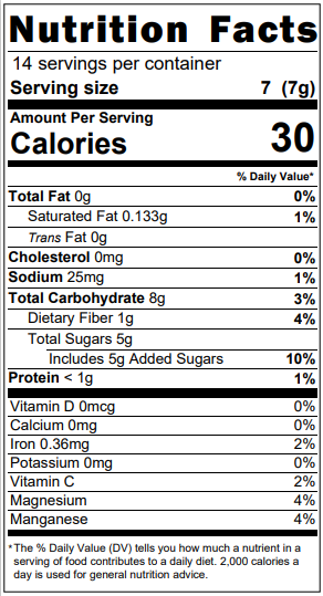 Nutritional facts organic superfood vegan chocolate latte blend