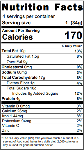 Vegan Chocolate Espresso Brownie Nutritional Facts