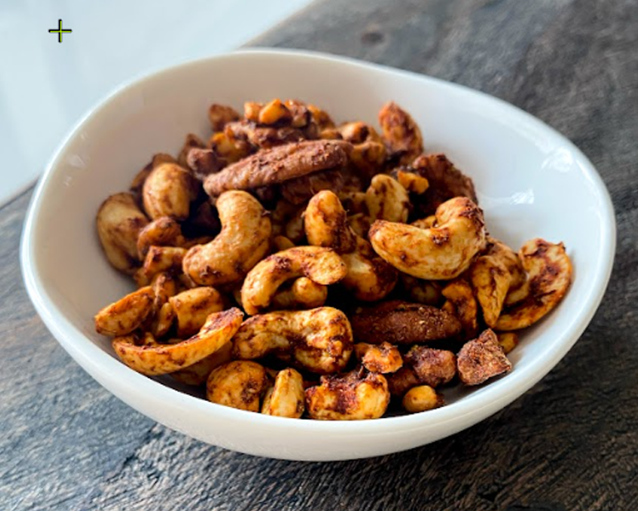 Photo of sprouted nuts smoked paprika in a bowl.