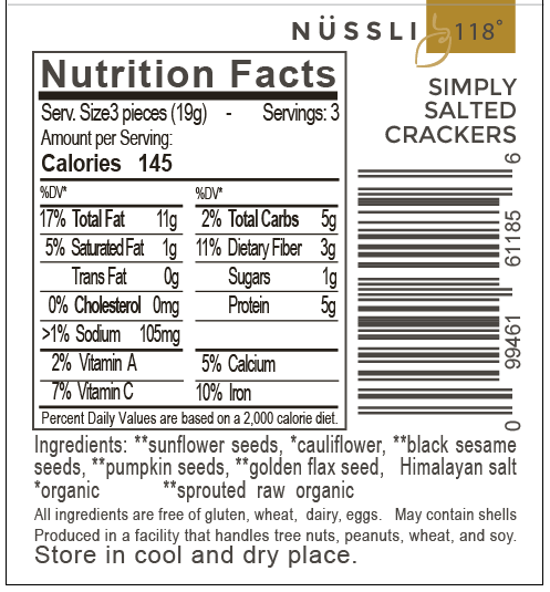 Vegan Gluten free Sprouted Seed Cauliflower Crackers