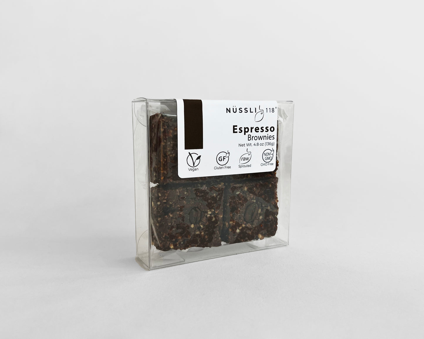 Vegan chocolate espresso brownie in a box.