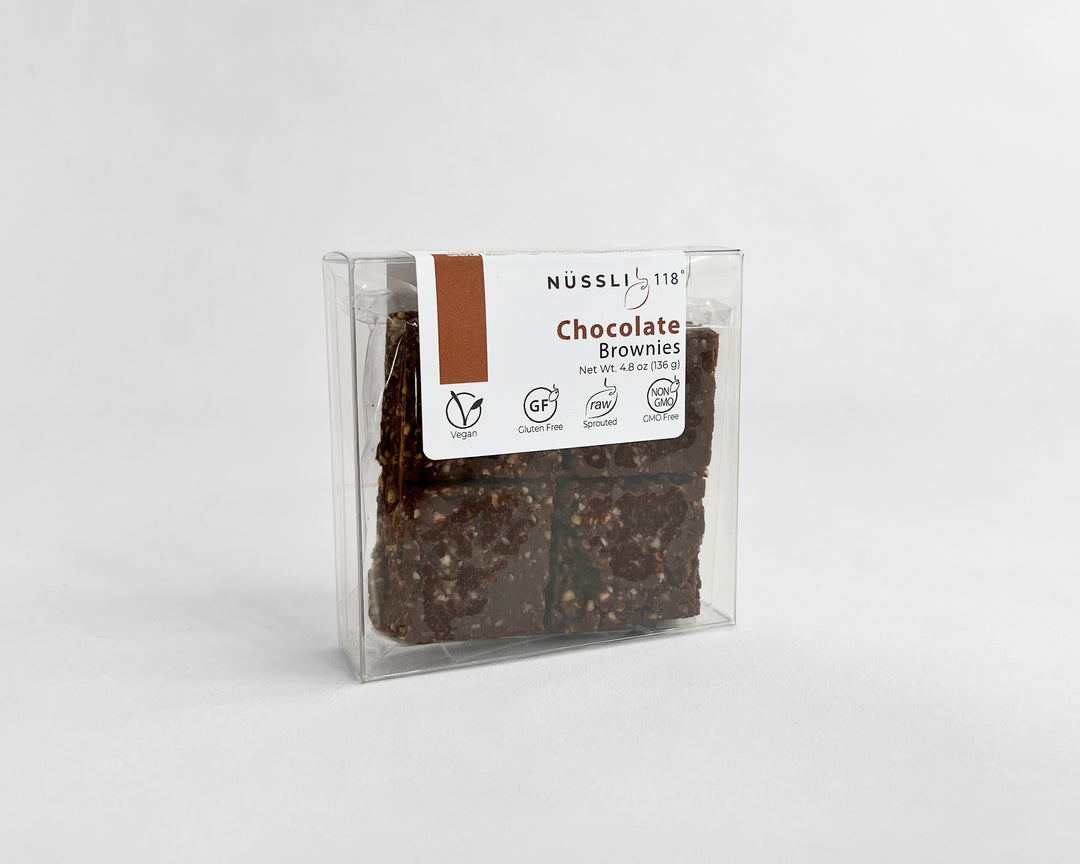 Packaged vegan chocolate sprouted nut brownie