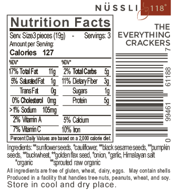 Image of sprouted seeds everything cracker nutritional facts.