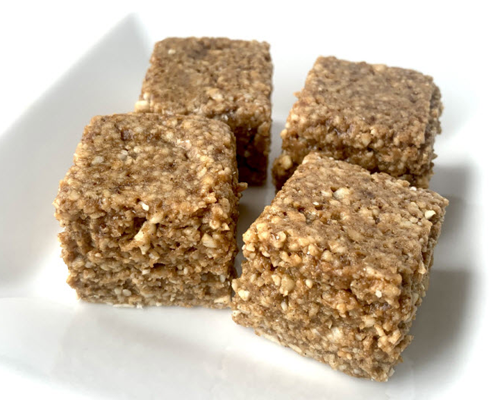 Photo of vegan protein snack made from sprouted nuts on a plate.