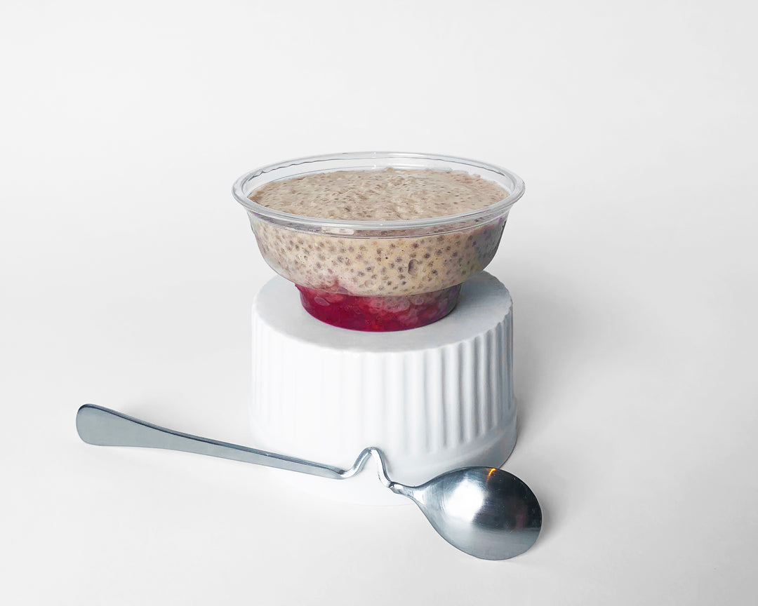 organic superfood with sprouted nuts chia pudding in cup