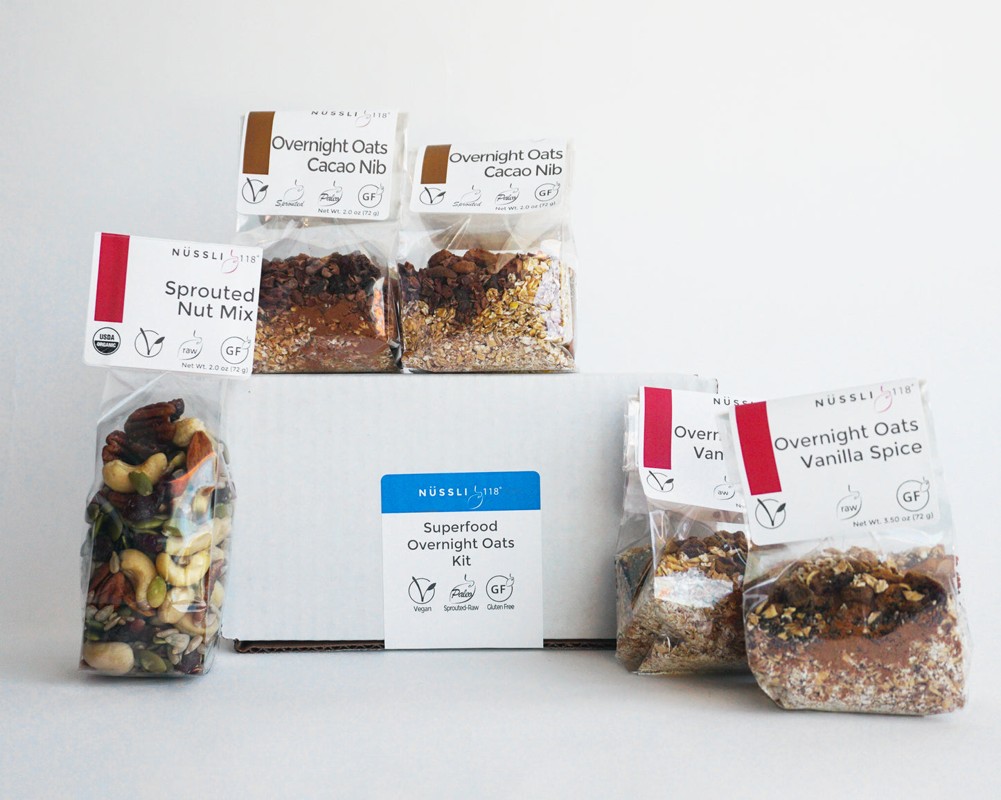 Photo of organic superfoods overnight oats out of the box.